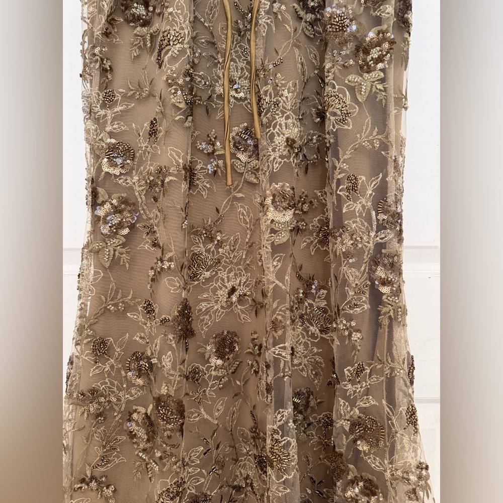 House Of CB Elegant Gold Floral Embroidered Gown - Picture 9 of 16